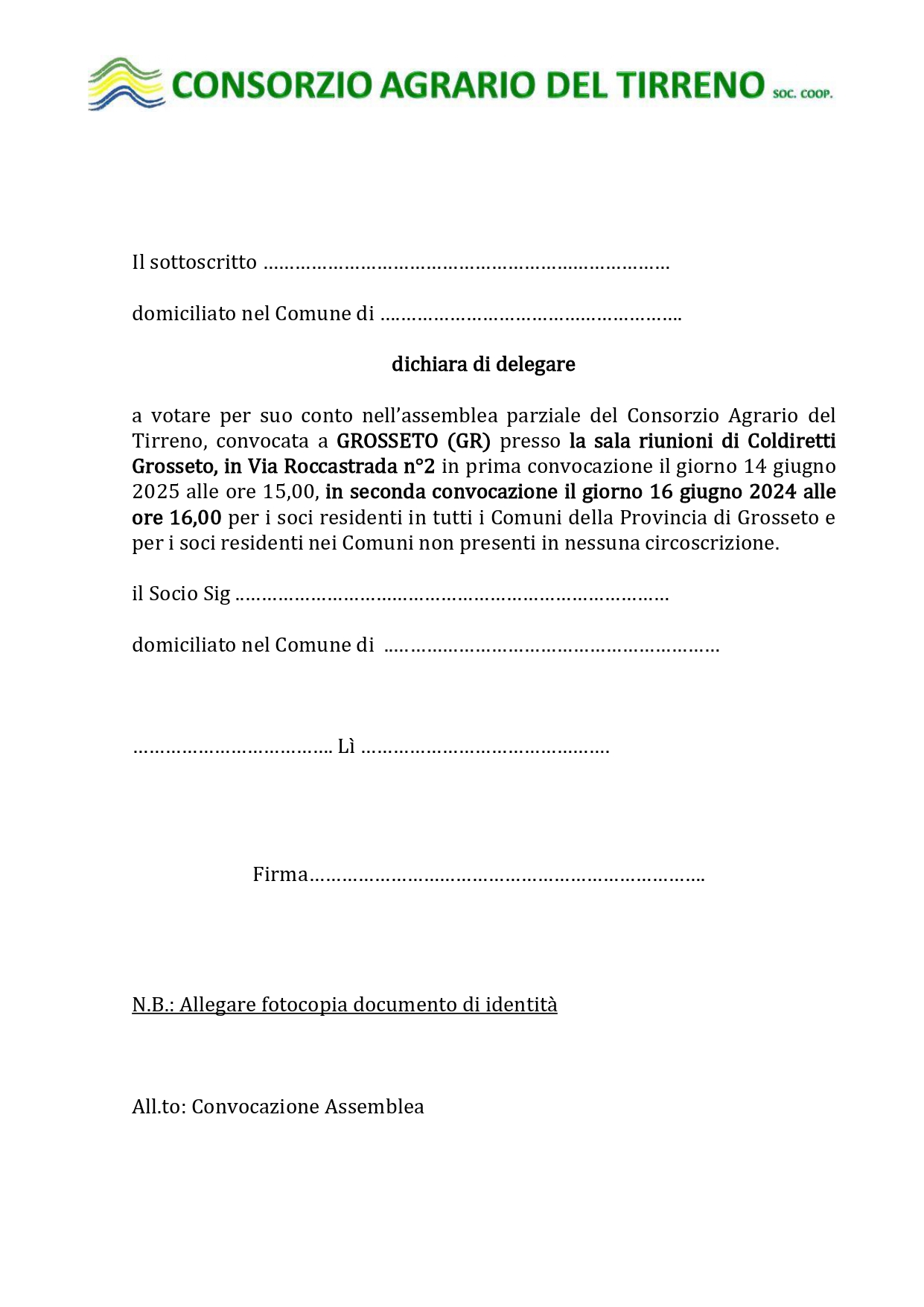 Modello Delega - GROSSETO